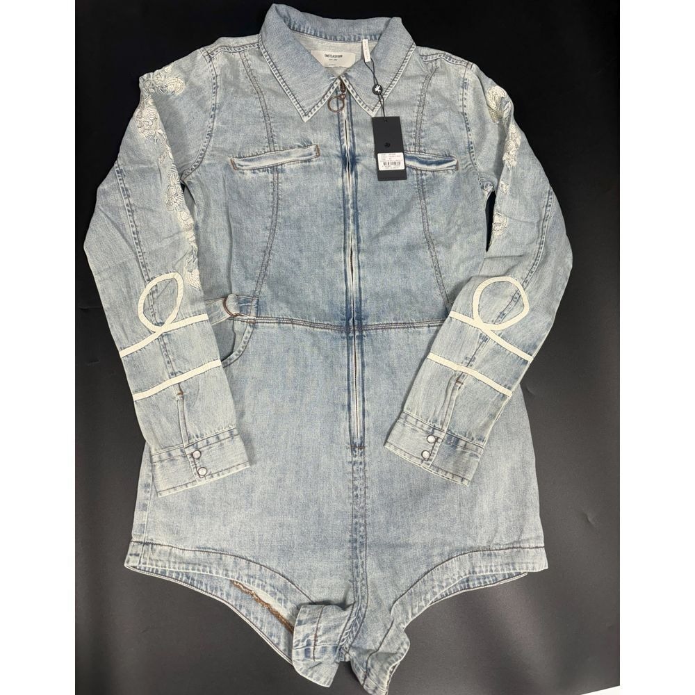 One Teaspoon NWT Heartland Embroidered Margot Denim Jumpsuit in Size X-Small
